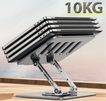 מעמד לפטופ מאלומיניום עם סיבוב 360° – תושבת מתכווננת עם קירור מובנה, תמונה 5