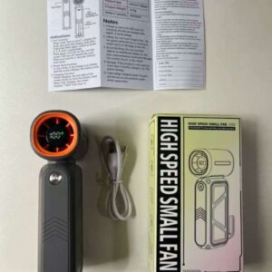 מאוורר ידני נייד נטען עם טורבינה עוצמתית וסוללה נטענת אפור, תמונה 3