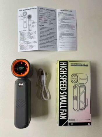 מאוורר ידני נייד נטען עם טורבינה עוצמתית וסוללה נטענת אפור, תמונה 3